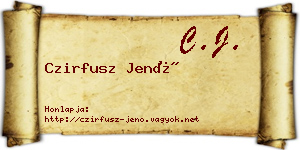 Czirfusz Jenő névjegykártya